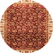 Round Abstract Orange Modern Rug, abs3135org