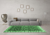 Machine Washable Abstract Emerald Green Modern Rug, wshabs3135emgrn