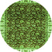 Round Abstract Green Modern Rug, abs3135grn