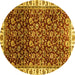 Round Abstract Yellow Modern Rug, abs3135yw