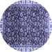 Round Machine Washable Abstract Blue Modern Rug, wshabs3135blu