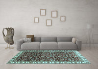 Machine Washable Abstract Light Blue Modern Rug, wshabs3135lblu