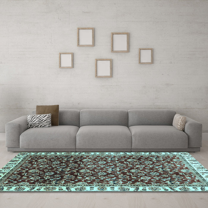 Machine Washable Abstract Light Blue Modern Rug in a Living Room, wshabs3135lblu