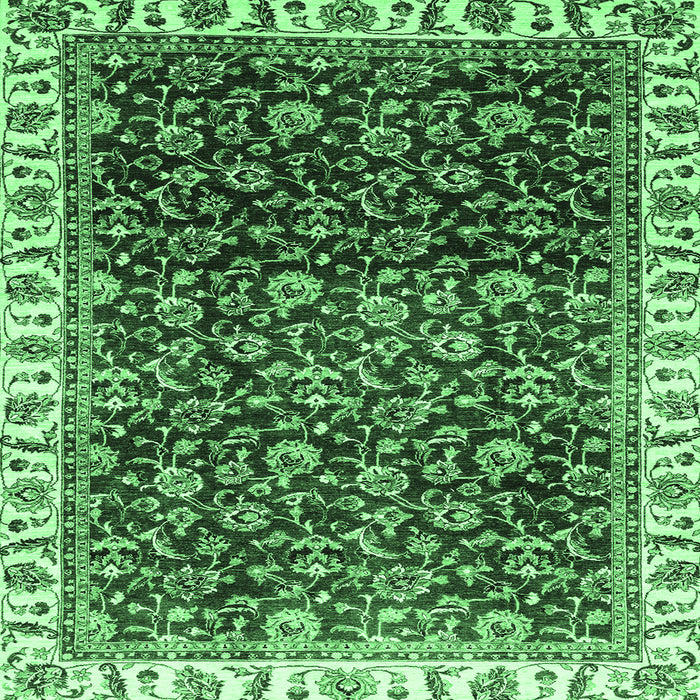 Square Machine Washable Abstract Emerald Green Modern Area Rugs, wshabs3135emgrn