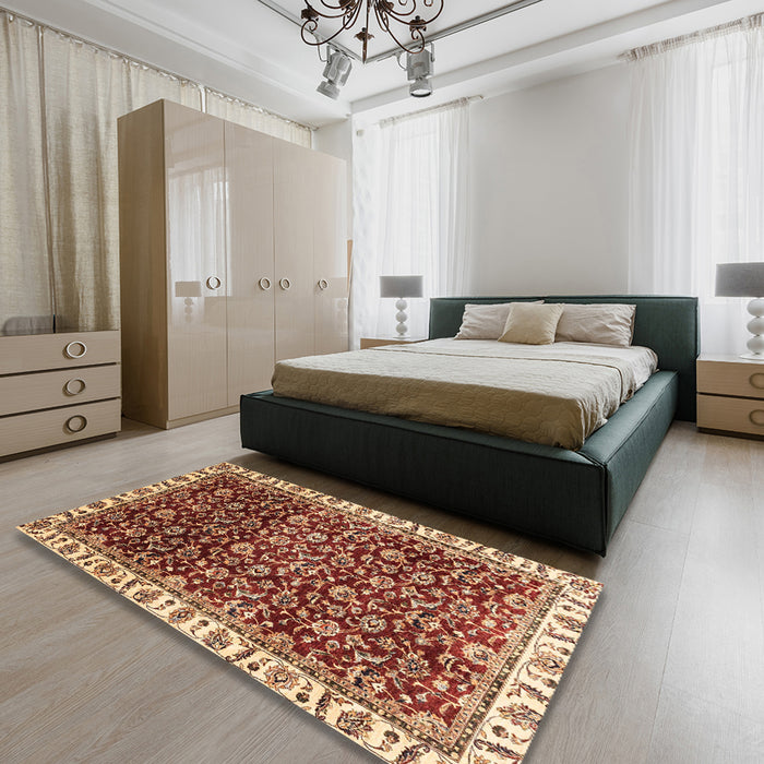 Abstract Red Modern Rug in a Bedroom, abs3135