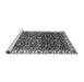 Sideview of Machine Washable Abstract Gray Modern Rug, wshabs3135gry