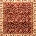 Square Machine Washable Abstract Orange Modern Area Rugs, wshabs3135org