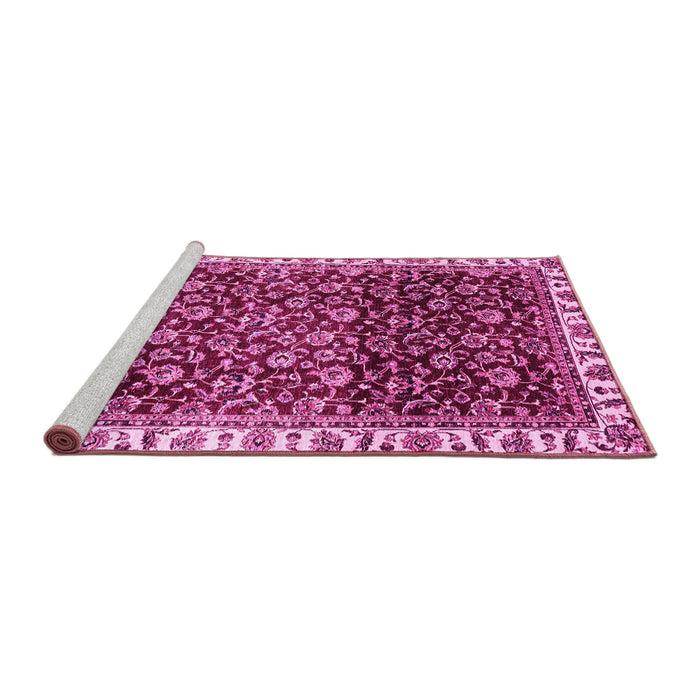 Sideview of Machine Washable Abstract Pink Modern Rug, wshabs3135pnk