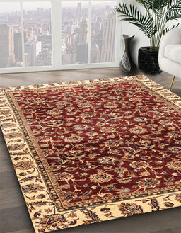 Machine Washable Abstract Tomato Red Rug in a Family Room, wshabs3135