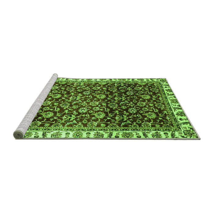 Sideview of Machine Washable Abstract Green Modern Area Rugs, wshabs3135grn