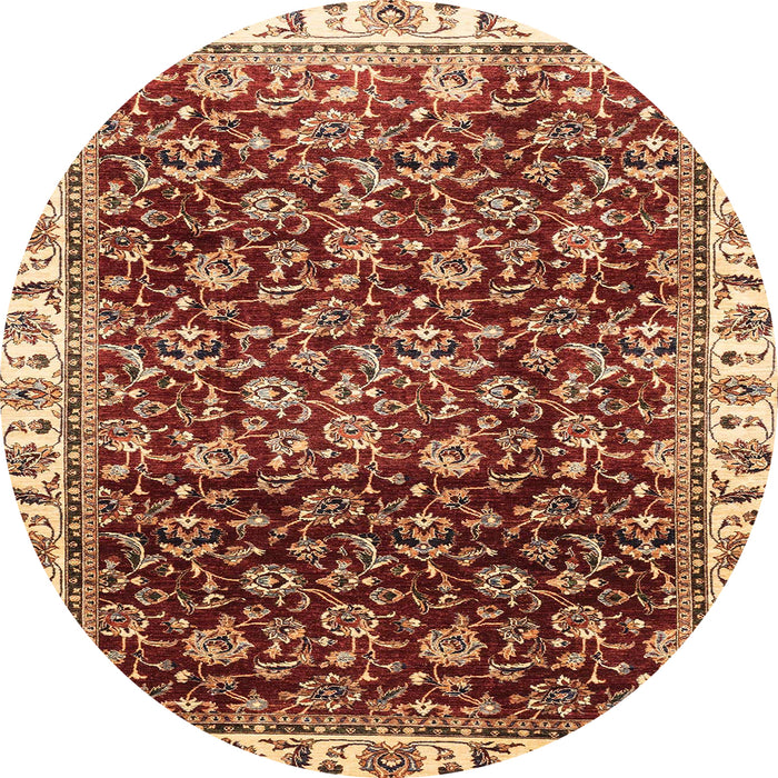 Round Machine Washable Abstract Tomato Red Rug, wshabs3135