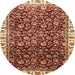 Round Machine Washable Abstract Tomato Red Rug, wshabs3135