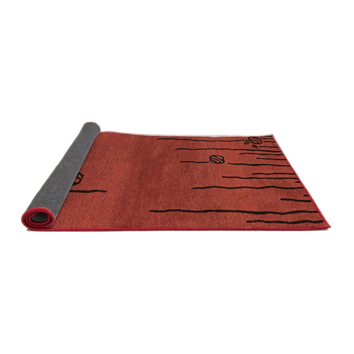 Sideview of Abstract Red Modern Rug, abs3136