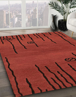 Machine Washable Abstract Red Rug in a Family Room, wshabs3136