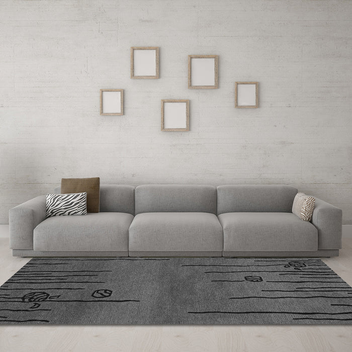 Machine Washable Abstract Gray Modern Rug in a Living Room,, wshabs3136gry