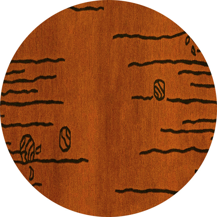 Round Machine Washable Abstract Yellow Modern Rug, wshabs3136yw