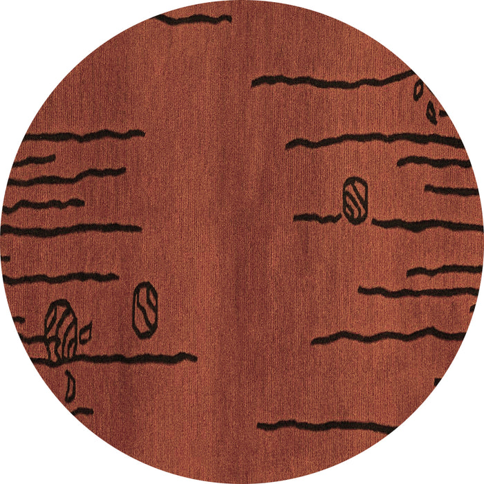 Round Machine Washable Abstract Brown Modern Rug, wshabs3136brn