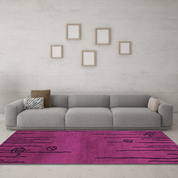 Machine Washable Abstract Purple Modern Area Rugs in a Living Room, wshabs3136pur