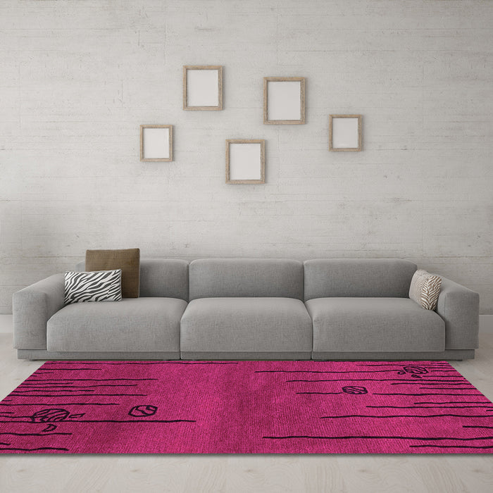 Machine Washable Abstract Pink Modern Rug in a Living Room, wshabs3136pnk