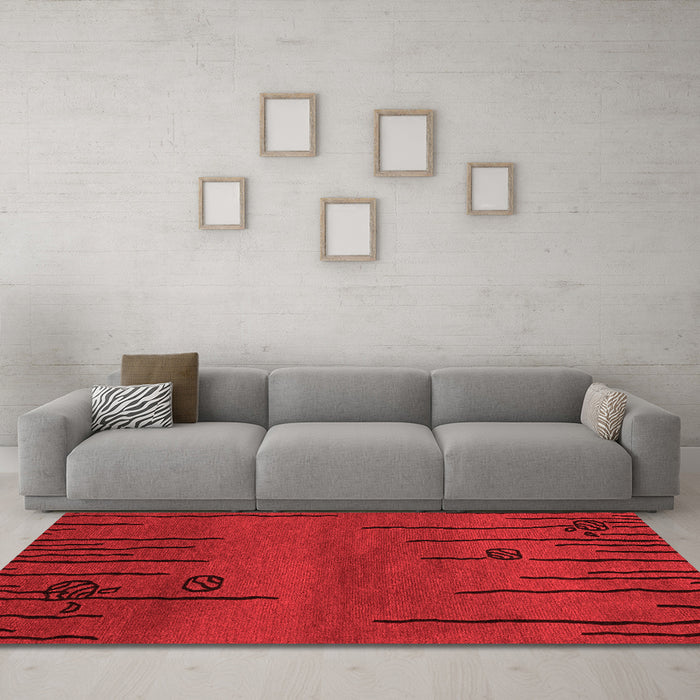 Modern Red Washable Rugs