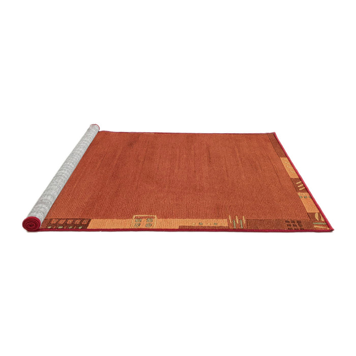 Sideview of Machine Washable Abstract Orange Red Rug, wshabs3137