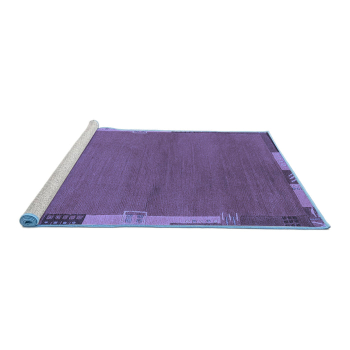 Sideview of Machine Washable Abstract Blue Modern Rug, wshabs3137blu