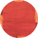 Round Machine Washable Abstract Orange Modern Area Rugs, wshabs3137org