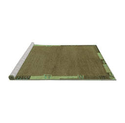 Sideview of Machine Washable Abstract Turquoise Modern Area Rugs, wshabs3137turq