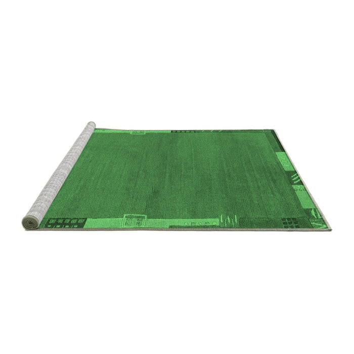 Sideview of Machine Washable Abstract Emerald Green Modern Area Rugs, wshabs3137emgrn