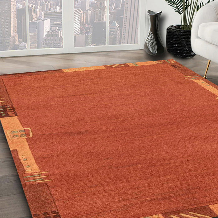 Abstract Orange Red Modern Rug in Family Room, abs3137