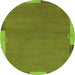 Round Machine Washable Abstract Green Modern Area Rugs, wshabs3137grn