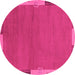 Round Abstract Pink Modern Rug, abs3137pnk