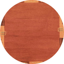 Round Machine Washable Abstract Orange Red Rug, wshabs3137