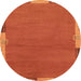 Round Machine Washable Abstract Orange Red Rug, wshabs3137