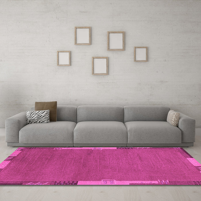 Machine Washable Abstract Purple Modern Area Rugs in a Living Room, wshabs3137pur