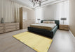 Machine Washable Abstract Chrome Gold Yellow Rug in a Bedroom, wshabs3138