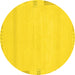 Round Abstract Yellow Modern Rug, abs3138yw