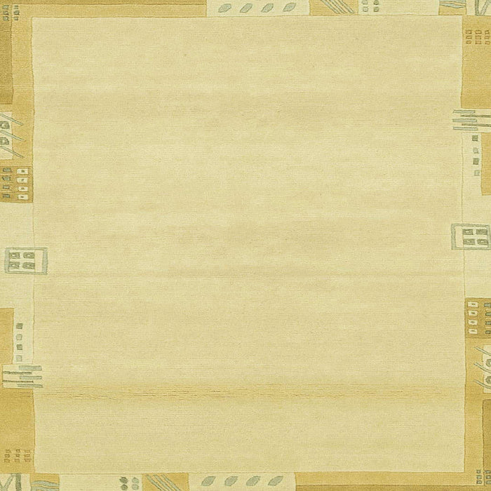 Square Abstract Chrome Gold Yellow Modern Rug, abs3138
