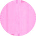 Round Machine Washable Abstract Pink Modern Rug, wshabs3138pnk