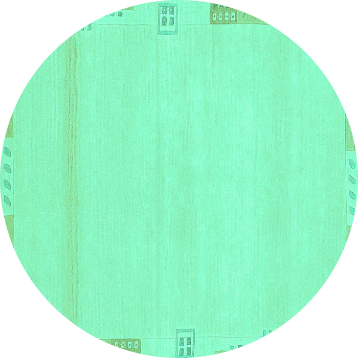 Round Abstract Turquoise Modern Rug, abs3138turq