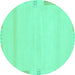 Round Abstract Turquoise Modern Rug, abs3138turq