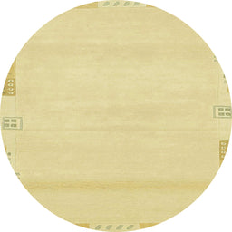 Round Abstract Chrome Gold Yellow Modern Rug, abs3138