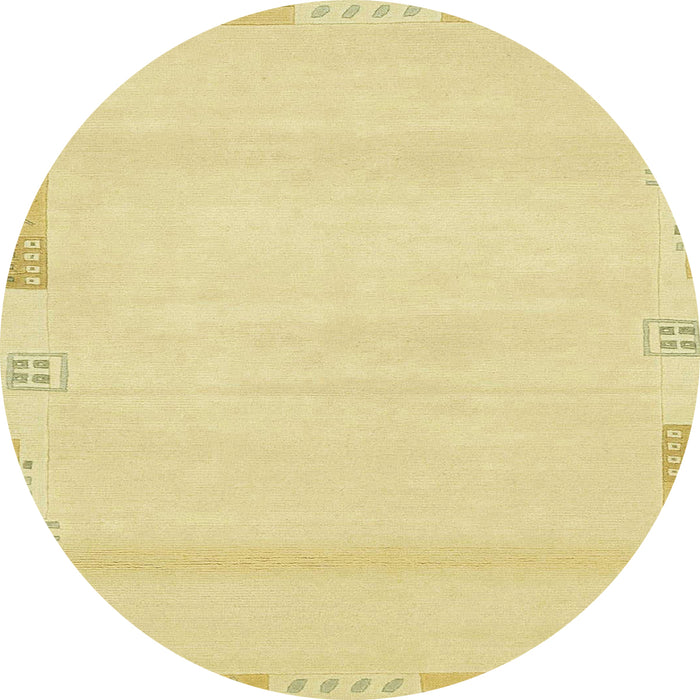 Round Abstract Chrome Gold Yellow Modern Rug, abs3138