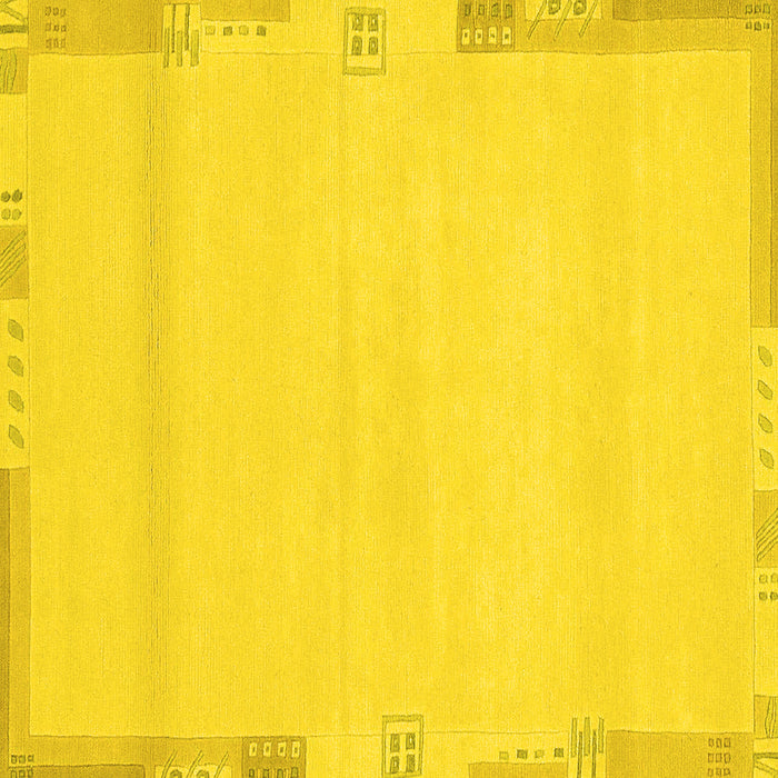 Square Machine Washable Abstract Yellow Modern Rug, wshabs3138yw