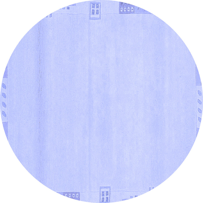 Round Abstract Blue Modern Rug, abs3138blu