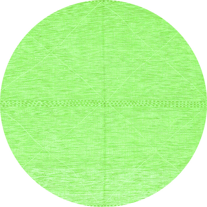 Round Machine Washable Solid Green Modern Area Rugs, wshabs3139grn