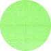 Round Machine Washable Solid Green Modern Area Rugs, wshabs3139grn