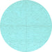 Round Machine Washable Solid Light Blue Modern Rug, wshabs3139lblu