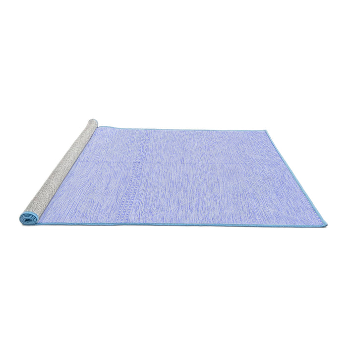 Sideview of Machine Washable Solid Blue Modern Rug, wshabs3139blu