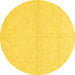 Round Machine Washable Solid Yellow Modern Rug, wshabs3139yw